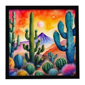 Cactus in Color Framed Metal Print Bathroom, Kitchen, Office, Home Decor Wall Art Ready to Hang, Square, 8X8