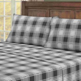 Kathy Ireland 100% Turkish Cotton Flannel Sheet Set (Color: Eden Plaid, size: Twin XL)