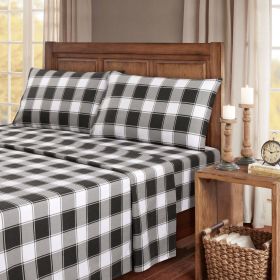Kathy Ireland 100% Turkish Cotton Flannel Sheet Set (Color: Gingham Plaid, size: Twin)
