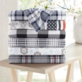 Kathy Ireland 100% Turkish Cotton Flannel Sheet Set (Color: Gray Blue Frost, size: King)