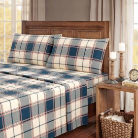 Kathy Ireland 100% Turkish Cotton Flannel Sheet Set (Color: Signature Plaid, size: Cal King)