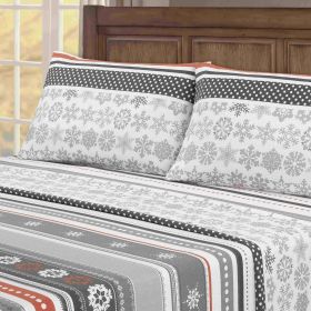 Kathy Ireland 100% Turkish Cotton Flannel Sheet Set (Color: Holiday Flurries, size: Cal King)